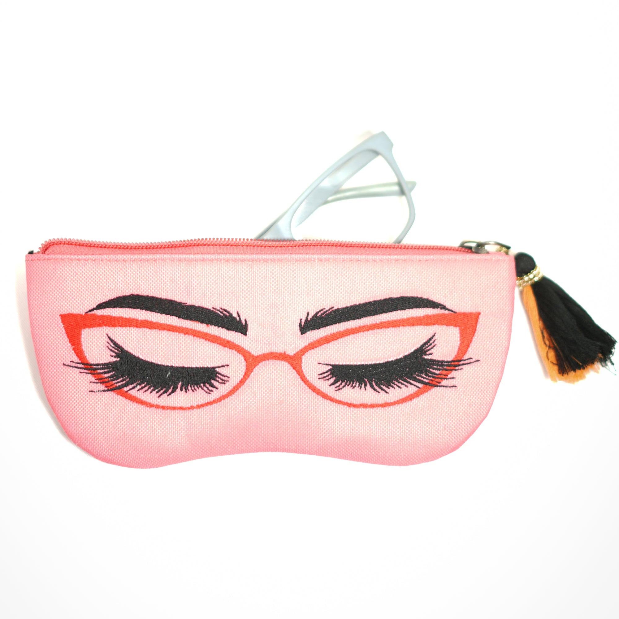 Pink Eyelash Glasses Case
