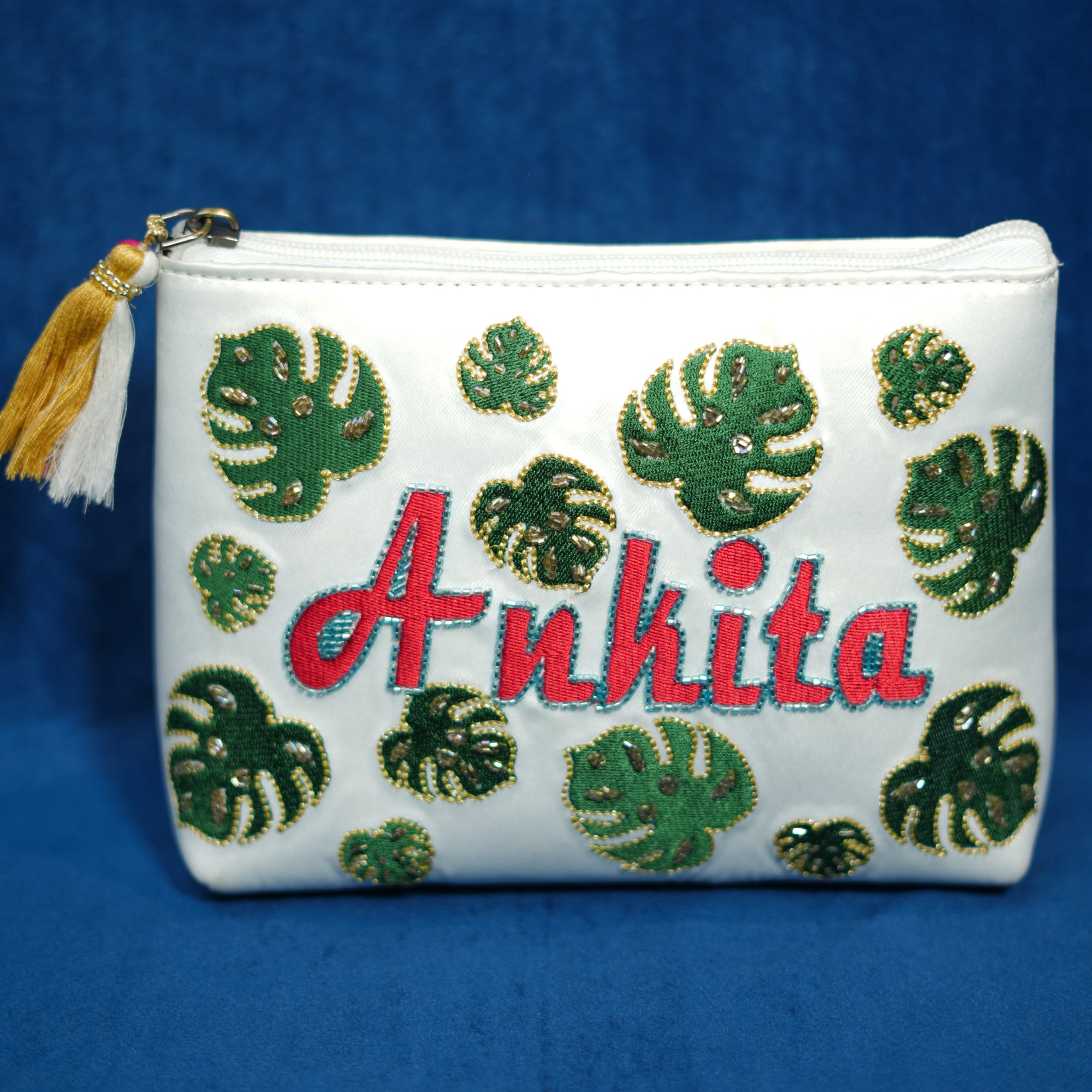 Ankita Leaf Embroidered Pouch