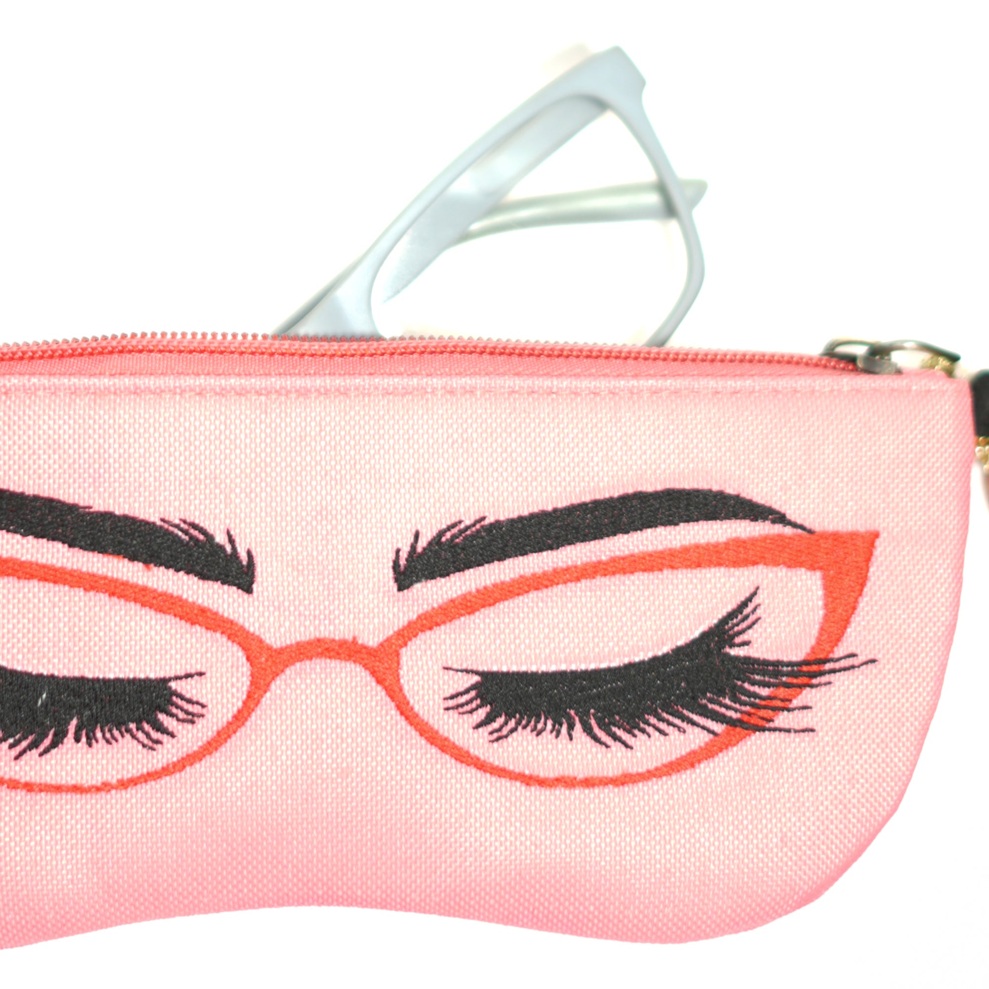 Pink Eyelash Glasses Case