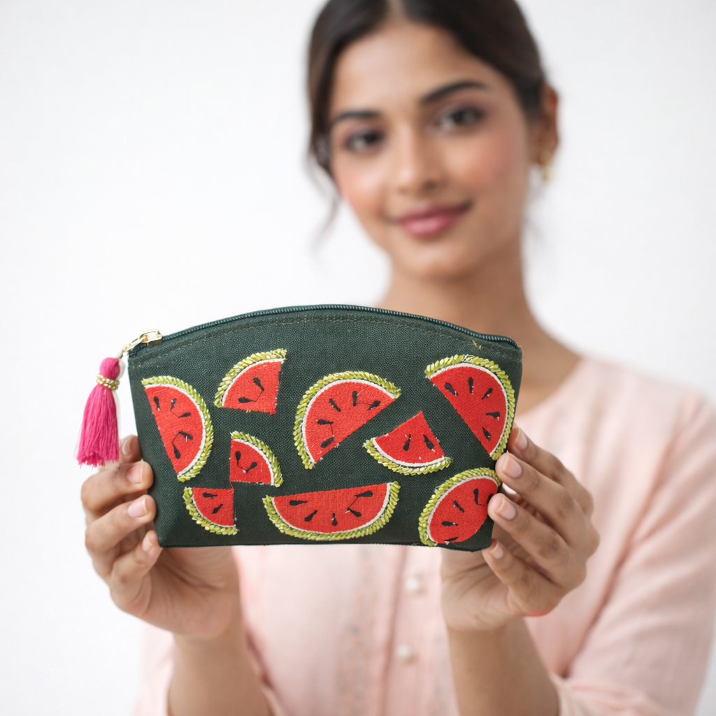 Watermelon Pop Embroidered Pouch