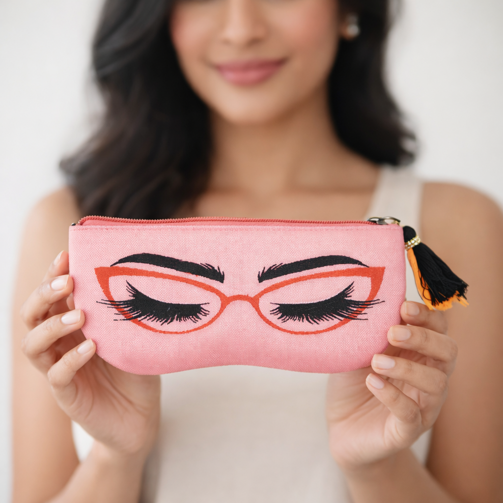 Pink Eyelash Glasses Case