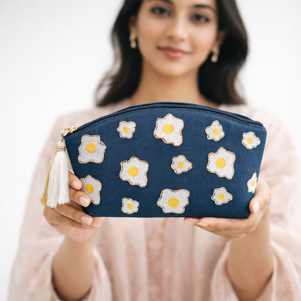 Daisy Bloom Embroidered Pouch