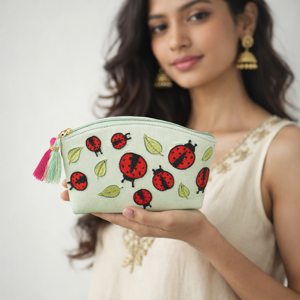 Ladybird Garden Handcrafted Pouch