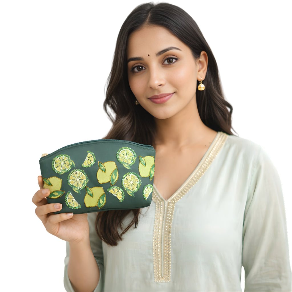 Citrus Garden Embroidered Pouch