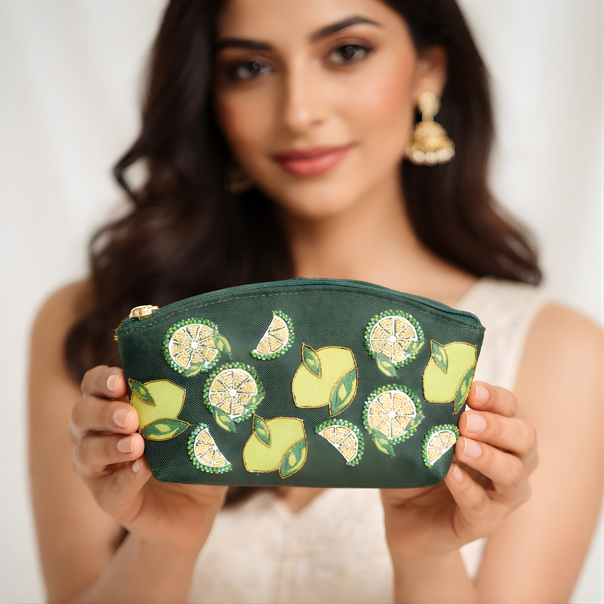 Citrus Garden Embroidered Pouch